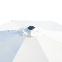 Outsunny Parasol de jardin Parasol droit Parasol octogonal inclinable Ø 2,7 x 2,4 m lumineux solaire 24 LED polyester haute densité 180 g/m² crème(m-8)