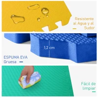 HOMCOM Alfombra Puzzle para Niños 8 Piezas Alfombrillas de Juego Espuma EVA con Área de Cobertura 2,88 m² No Tóxica 60x60x1,2 cm Multicolor(m-7)