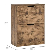 HOMCOM Industrial Shoe Cabinet with 2 Flip Drawers, Narrow Shoe Storage Cabinet for 12 Pairs, Freestanding Slim Shoe Storage Organiser for Entryway, Hallway, Rustic Brown(m-3)
