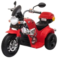 HOMCOM Kids 6V Electric Ride On Motorcycle Vehicle w/ Lights Music Horn Storage Box 3 Wheel Outdoor Play Toy for 18 - 36 Months Red(m-1)