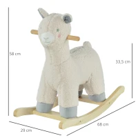 HOMCOM Cheval à Bascule modèle Lama Fonction vocale Bois peuplier Peluche Douce crème(m-3)