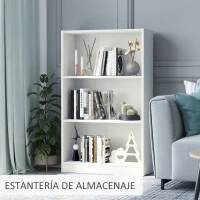 HOMCOM Estantería Librería con 3 Compartimentos de Almacenaje Libros CDs Plantas para Salón Estudio Dormitorio 62,2x24x102,4 cm Blanco(m-6)