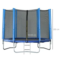 HOMCOM Cama Elástica Ø244cm + Red de Seguridad Set Trampolín para Jardín Carga Máx. 100Kg Azul y Negro(m-3)