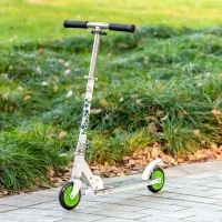 HOMCOM Kids Scooter One-Click Foldable Kick Scooter Adjustable Height for Boys and Girls 3 - 8 Years White(m-2)