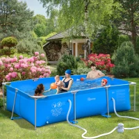 Outsunny Steel Frame Pool with Filter Pump, Filter Cartridge, Reinforced Sidewalls Rust Resistant Above Ground Swimming Pool 292 x 190 x 75cm, Blue(m-10)