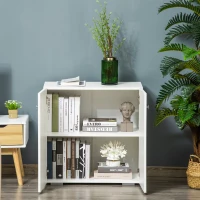 HOMCOM Storage Cabinet w/ Two Shelves Wooden Sideboard Freestanding Kitchen Cupboard Bookcase - White(m-7)