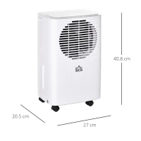 HOMCOM 10L/Day 2000ml Portable Dehumidifier with Humidity Display, 2 Speed Modes, Continuous Drainage and 24 Hour Timer for Bedroom, Living Room(m-3)