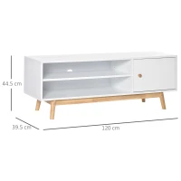 HOMCOM TV Cabinet Unit for TVs up to 50'' Flat Screen with Shelves and Door, Entertainment center for Living Room, Bedroom, White(m-3)