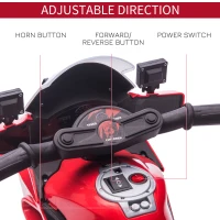 HOMCOM Kids 6V Electric Ride On Motorcycle Police Car Vehicle w/ Lights Horn Realistic Sound Outdoor Play Toy for 18 - 36 months Red(m-5)