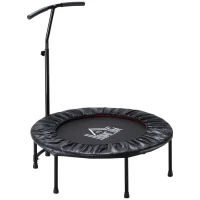 HOMCOM 40'' Fitness Trampoline with Adjustable Handle, Rebounder Trampoline Mini Jumper for Indoor Exercise Workout, Support Up to 100kg, Black(m-11)