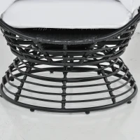 Outsunny Fauteuil rond de jardin fauteuil cocon pivotant grand confort coussins inclus polyester blanc résine tressée noire(m-7)