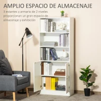 HOMCOM Estantería Librería con 3 Compartimentos Abiertos y 1 Armario con Estante Ajustable Almacenaje para Salón Estudio 70x29,5x167 cm Blanco(m-4)