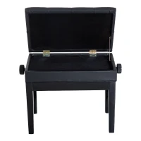 HOMCOM Banqueta para Piano Banco para Piano con Ajustable en Altura de 48 a 58 cm Espacio de Almacenamiento Patas de Madera Taburete para Teclado Acolchado Negro(m-7)