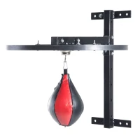 HOMCOM Punching Ball Poire de Vitesse Boxe avec Support Plateau tournant Composite Acier revêtement synthétique Rouge Noir(m-1)