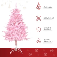 HOMCOM 4FT Artificial Christmas Tree Holiday Xmas Holiday Tree Decoration with Automatic Open for Home Party, Pink(m-4)