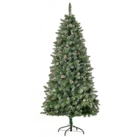 HOMCOM Sapin de Noël Artificiel Aspect enneigé 180H cm 50 Pommes de pin 718 Branches épines Imitation Nordmann Grand réalisme(m-1)