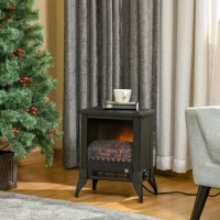HOMCOM Electric Fireplace Stove, Free standing Fireplace Heater with Realistic Flame Effect, Adjustable Temperature and Overheat Protection, Black(m-7)