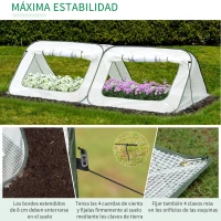 Outsunny Mini Invernadero de Jardín Pop Up 240x120x75 cm con 4 Puertas y Ventanas Enrollables Portátil con Bolsa de Transporte para Cultivos Plantas Flores Blanco(m-5)