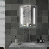 HOMCOM Miroir de Salle de Bain avec éclairage LED 50x70cm, Miroir Mural Lumineux, Interrupteur Tactile, étagère de rangement intégrée(m-2)