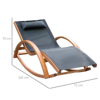 Outsunny Chaise Longue Fauteuil berçant à Bascule transat Bain de Soleil Rocking Chair en Bois Charge 120 Kg Noir(m-3)