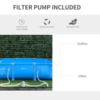 Outsunny Steel Frame Pool with Filter Pump, Filter Cartridge, Reinforced Sidewalls Rust Resistant Above Ground Swimming Pool 292 x 190 x 75cm, Blue(m-4)