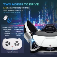 HOMCOM Lamborghini Sian Licensed 12V Kids Electric Ride On Car 2 Motors Toy Car with Remote Control Music Lights MP3 for 3-5 Years White(m-7)