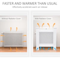 HOMCOM Wooden Radiator Cover Heating Cabinet Modern Home Furniture Grill Style  White Painted (Small)(m-4)