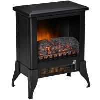 HOMCOM Electric Fireplace Stove, Free standing Fireplace Heater with Realistic Flame Effect, Adjustable Temperature and Overheat Protection, Black(m-1)