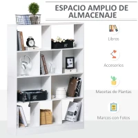 HOMCOM Estantería Librería de 4 Niveles con 10 Compartimentos Estantes de Almacenaje Multiusos para Libros Plantas 100x23,8x140 cm Blanco(m-4)