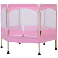 HOMCOM Cama Elástica para Niños de 3 Años Trampolín Infantil con Red de Seguridad para Interior Carga 80 kg 126x109x98 cm Rosa(m-9)