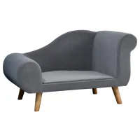 PawHut Canapé chien lit pour chien méridienne design scandinave coussin moelleux pieds bois massif dim. 82 x 55 x 49 cm velours gris(m-1)