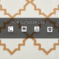 Outsunny Plastic Straw Reversible RV Outdoor Rug with Carry Bag, 182 x 274cm, Brown and Cream(m-6)