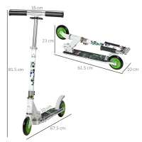 HOMCOM Kids Scooter One-Click Foldable Kick Scooter Adjustable Height for Boys and Girls 3 - 8 Years White(m-3)