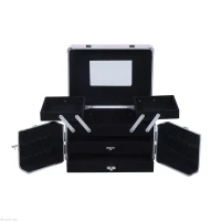 HOMCOM Maletín de Maquillaje Organizador Cosméticos Profesional Estuche para Maquillaje Caja de Belleza Portátil Varios Compartimientos 29x21x20cm Aluminio(m-8)