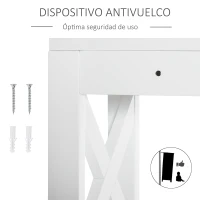 kleankin Estantería para Baño sobre Inodoro WC Lavadora Mueble con 3 Estantes y 2 Cajones con Dispositivo Antivuelco 60x20x165 cm Blanco(m-4)