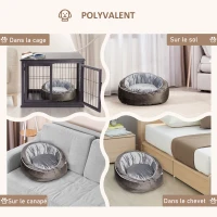 PawHut Panier pour chien chat lit pour animaux de compagnie doux velours hollandais coton PP convient aux petit chien gris(m-4)