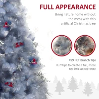 HOMCOM Indoor Christmas Tree Artificial Berry Snow Xmas Decoration with Metal Stand and 499 Tips (7FT(210CM))(m-5)