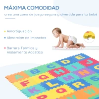HOMCOM Alfombra Puzzle Infantil 40 Piezas de 31x31x1cm Juego Rompecabezas con 29 Letras Acento y Números 0 al 9 Colchoneta Suave para Niños 3,6 m² Espuma EVA(m-4)