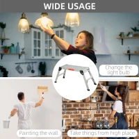 HOMCOM Folding Step Up Hop Up Fold Bench Stool Work Platform 2 Step Ladder Aluminum with Secure Locking 109Lx40Wx50Hcm 150kg(m-6)