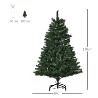 HOMCOM Árbol de Navidad Artificial 120 cm con 255 Ramas Ignífugas de PVC Apertura Automática Base Plegable y Soporte Metálico Montaje Rápido Decoración Interior Ø60x120 cm Verde(m-3)