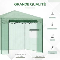 Outsunny Serre Pop-up - Serre de Jardin Pop-up - Porte + 2 fenêtres zippées enroulables - dim. 2,4L x 2,4l x 2,4H cm - Sac Transport Inclus - PE Vert(m-4)