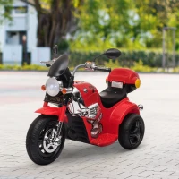 HOMCOM Kids 6V Electric Ride On Motorcycle Vehicle w/ Lights Music Horn Storage Box 3 Wheel Outdoor Play Toy for 18 - 36 Months Red(m-10)