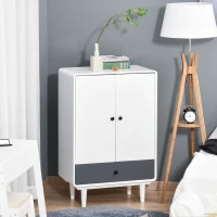 HOMCOM Modern Storage Cabinet, Bedside Table, Sideboard Home Organizer with Doors and Drawer for Bedroom & Living Room(m-2)