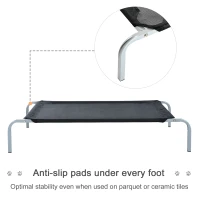 PawHut Raised Dog Bed Cat Elevated Lifted Cooling Portable Camping with Metal Frame Black (Medium)(m-4)