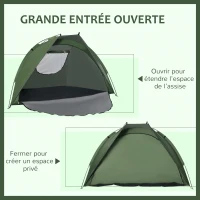 Outsunny Tente de plage abri de plage pliable dim. 2,30L x 1,40l x 1,27H m fenêtre sac transport inclu polyester vert(m-4)