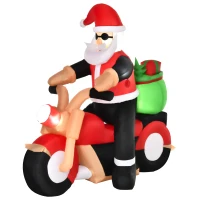 HOMCOM 5.5ft Christmas Inflatable Santa Claus Riding a Motorcycle Blow Up Decoration Xmas Décor for Garden(m-11)