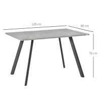 HOMCOM Mesa de Comedor Rectangular Mesa de Cocina Salón Moderna Industrial con Patas de Metal y Almohadillas Ajustables 120x80x76 cm Gris(m-3)