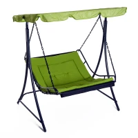 Outsunny 2 Seater Garden Swing Seat Bed, Sun Lounger with Adjustable Canopy, Cushioned Seat and Weather Resistant Steel Frame for Patio, Yard, Green(m-1)