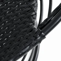 Outsunny Fauteuil rond de jardin fauteuil cocon pivotant grand confort coussins inclus polyester blanc résine tressée noire(m-8)