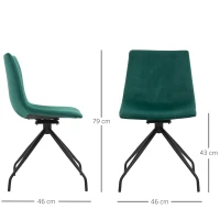 HOMCOM Chaise design pivotante 360° - chaise velours vert(m-3)